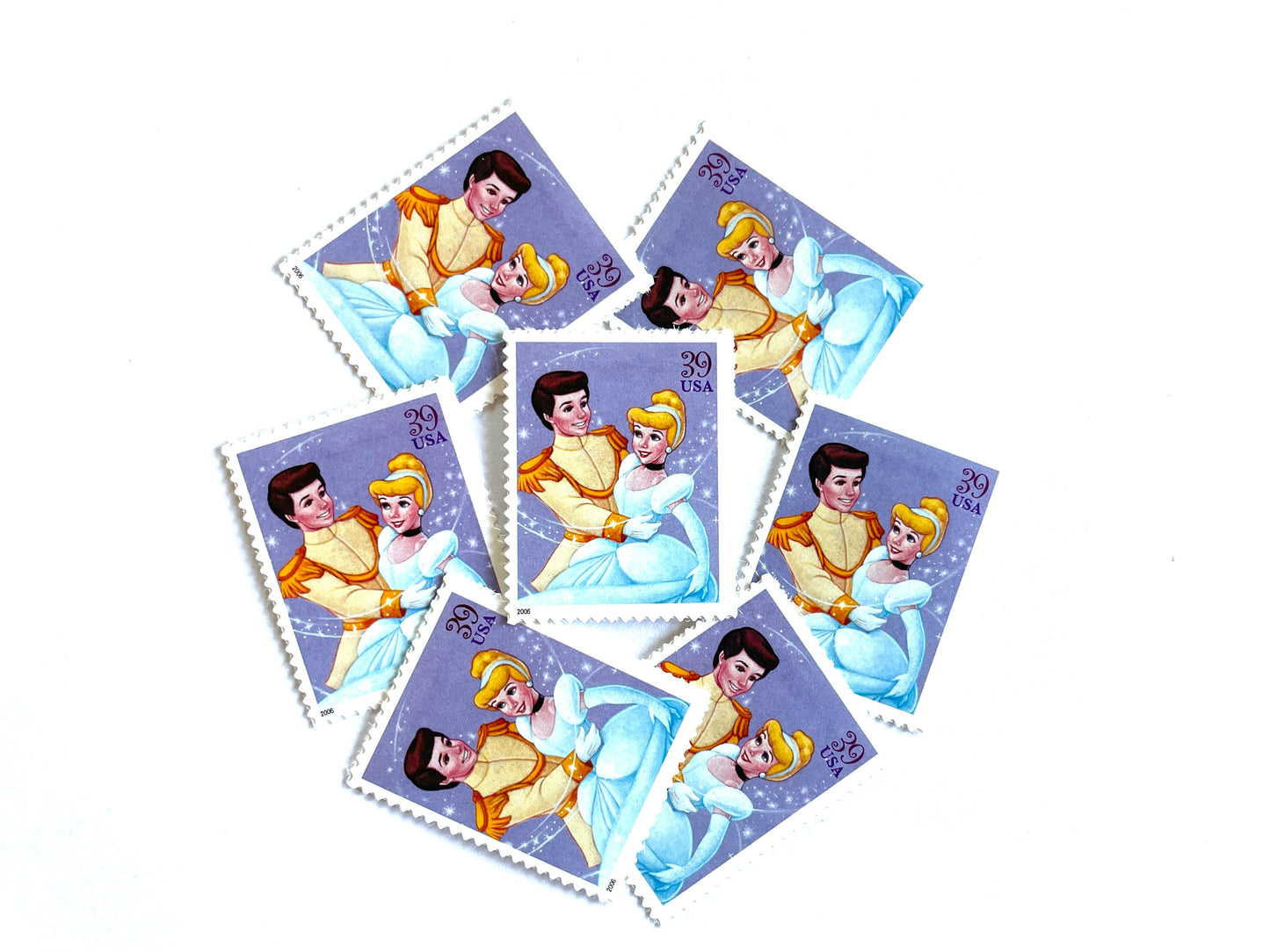 Cinderella and Prince Charming Stamps (Art of Disney Romance Series, Disney Characters) Vintage Unused USPS Postage 39c