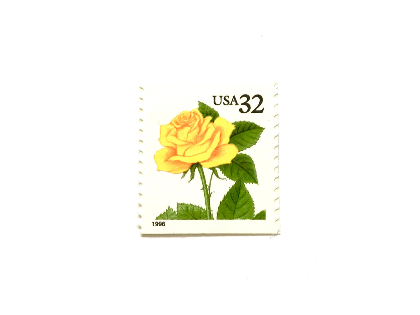 Yellow Rose Stamps (Flora & Fauna series, Love, Botanical, Roses, Flowers, Wedding, Yellow) Vintage Unused USPS Postage 32c