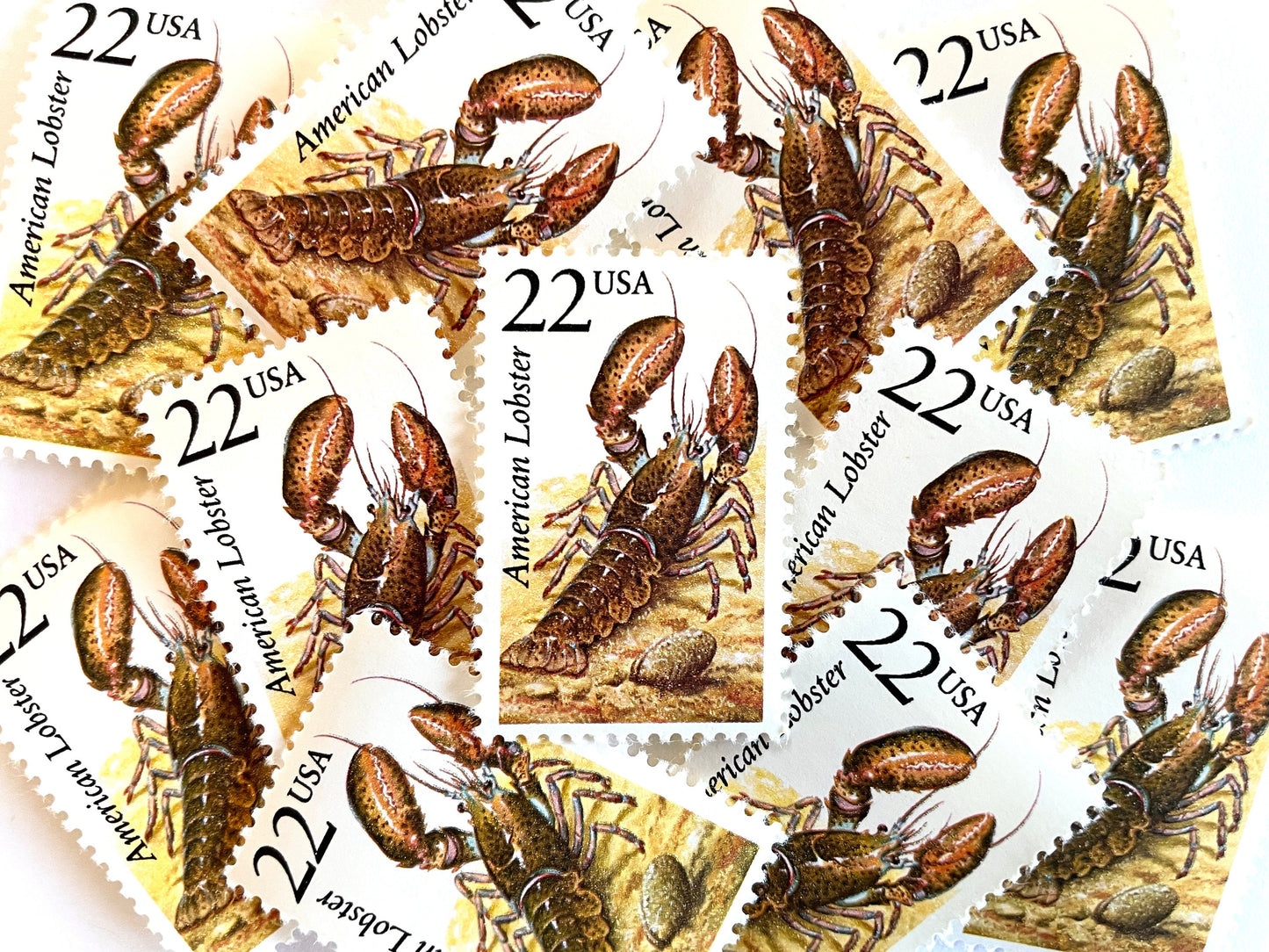 American Lobster Stamps (North American Wildlife Series, Marine Life, Multicolored) Vintage Unused USPS Postage 22c