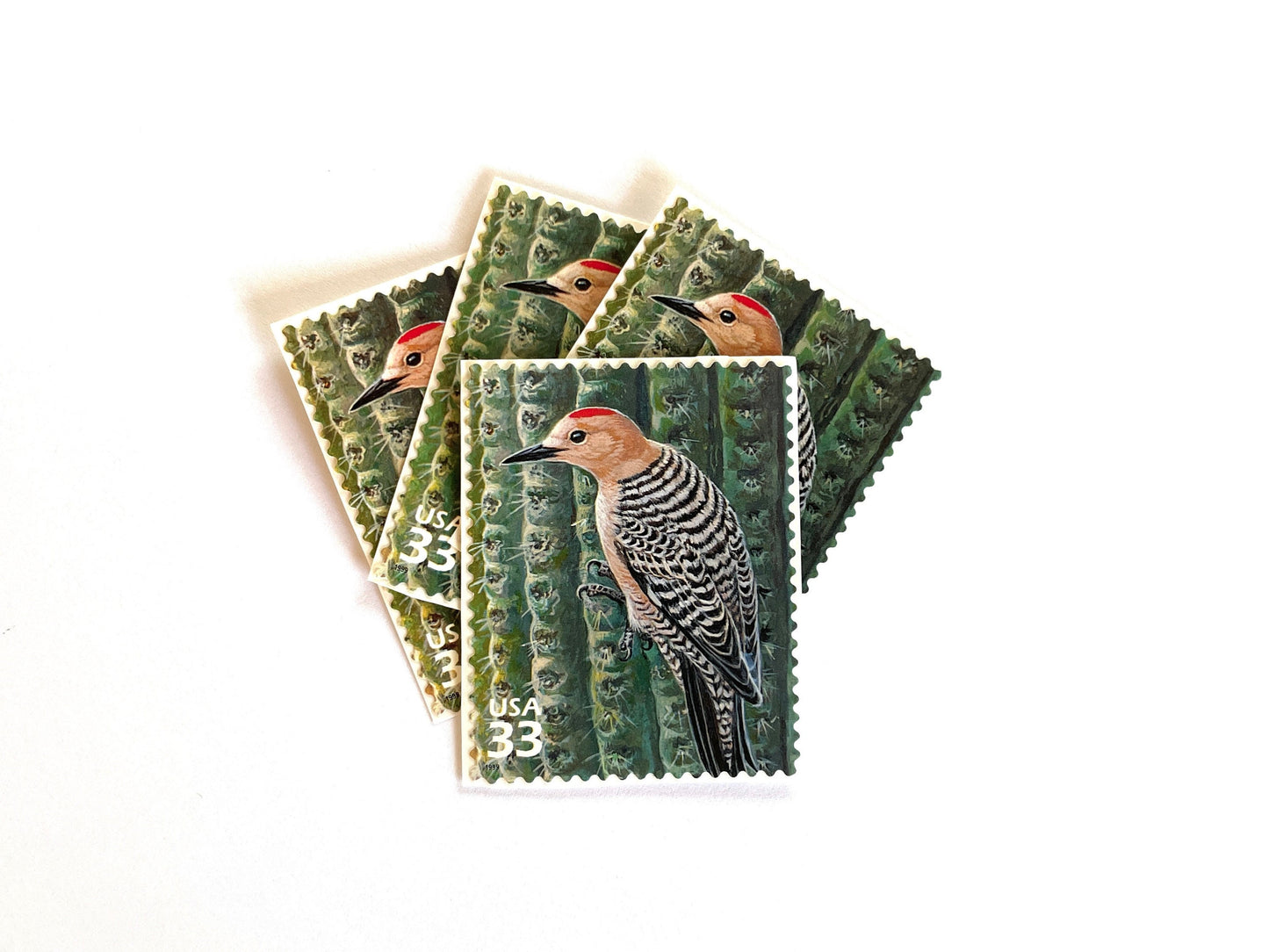 Sonoran Desert Gila Woodpecker Stamps (Nature of America Series, Birds, Desert) Vintage Unused USPS Postage 33c