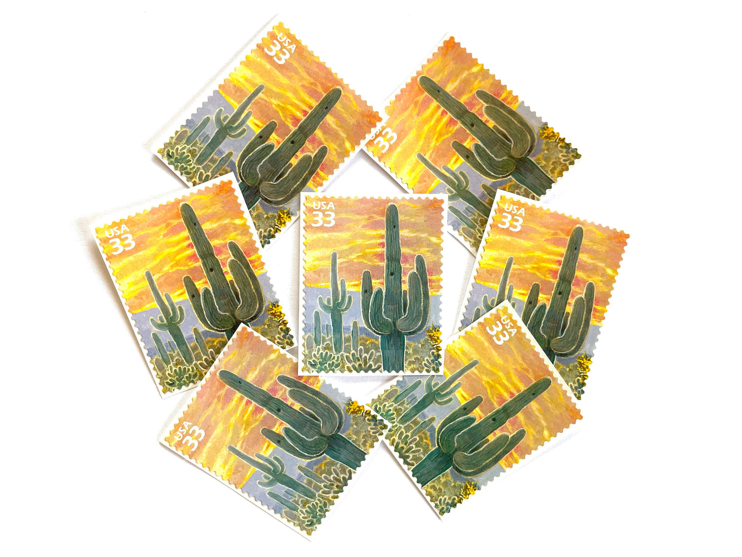 Sonoran Desert Saguaro Cactus Stamps (Nature of America Series, Cactus, Desert) Vintage Unused USPS Postage 33c