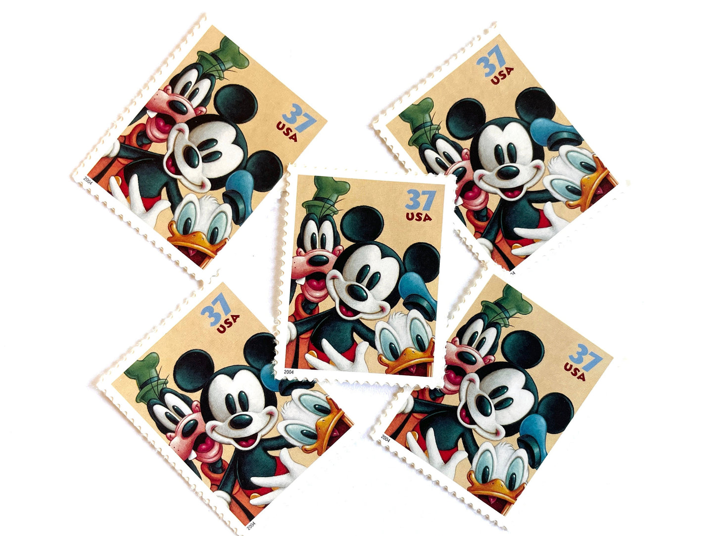 Goofy, Mickey Mouse, and Donald Duck Stamps (Art of Disney Friendship Series, Disney Characters) Vintage Unused USPS Postage 37c