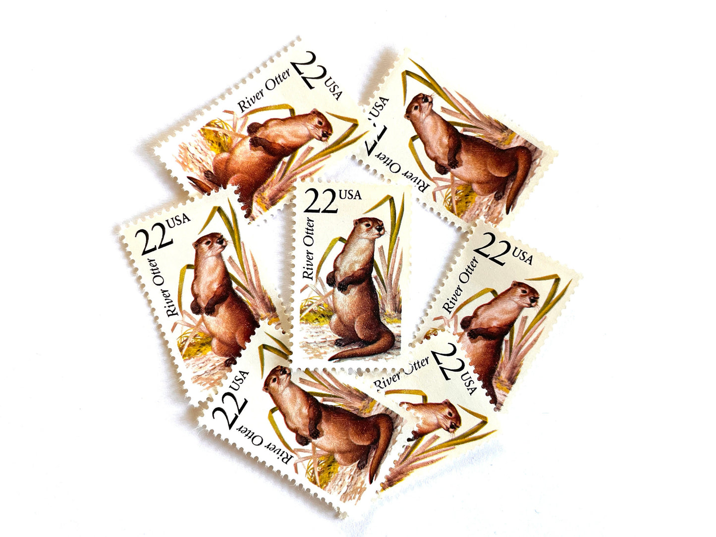River Otter Stamps (North American Wildlife Series, Marine Life, Multicolored) Vintage Unused USPS Postage 22c