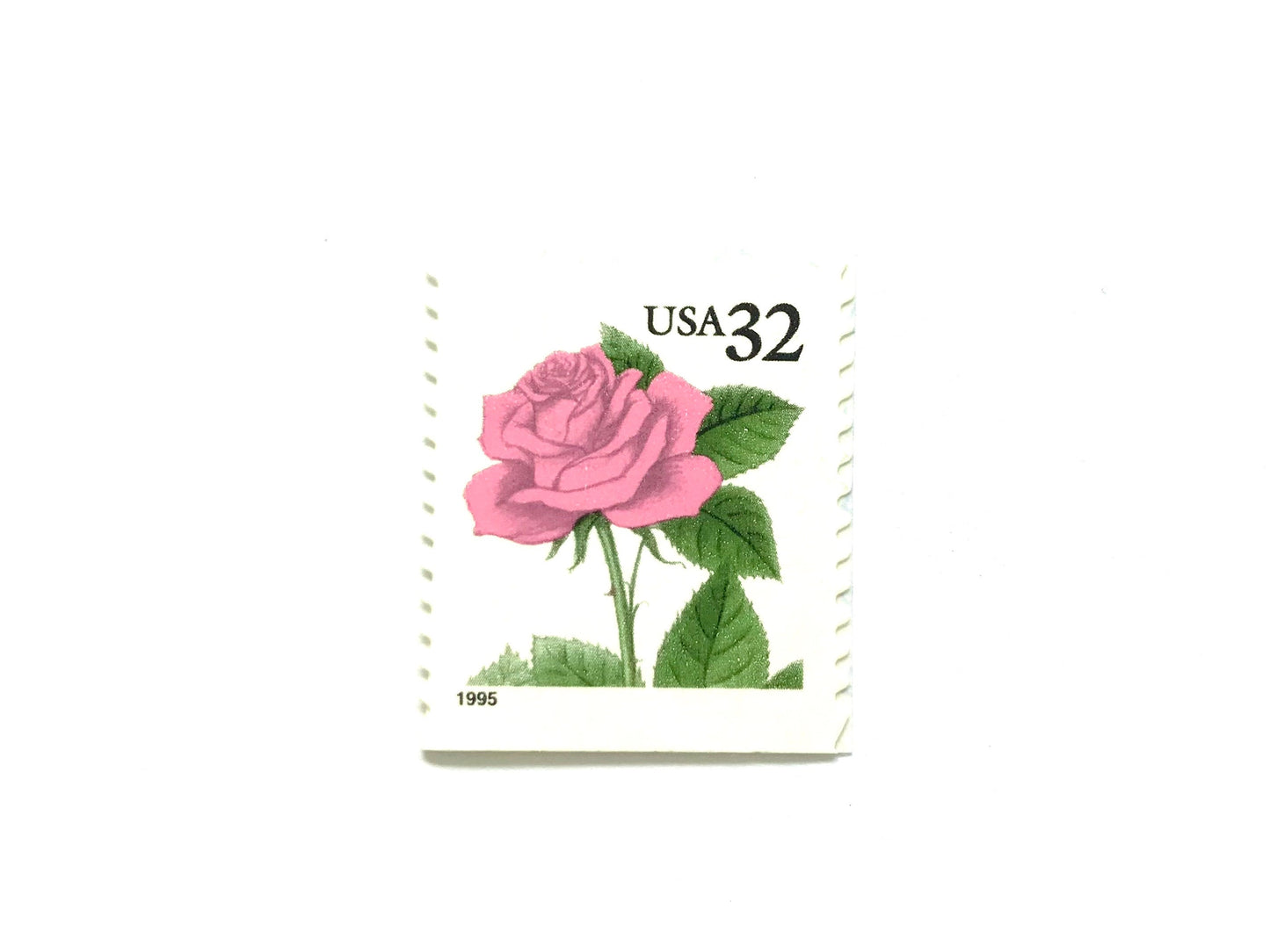 Pink Rose Stamps (Flora & Fauna Series, Love, Botanical, Roses, Flowers, Wedding, Pink) Vintage Unused USPS Postage 32c