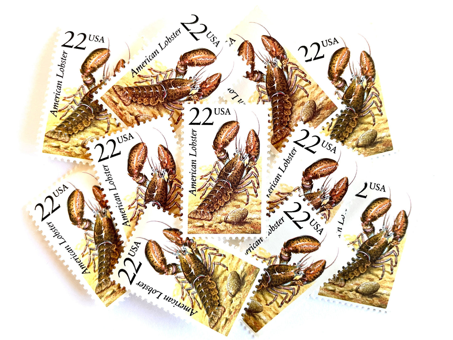 American Lobster Stamps (North American Wildlife Series, Marine Life, Multicolored) Vintage Unused USPS Postage 22c