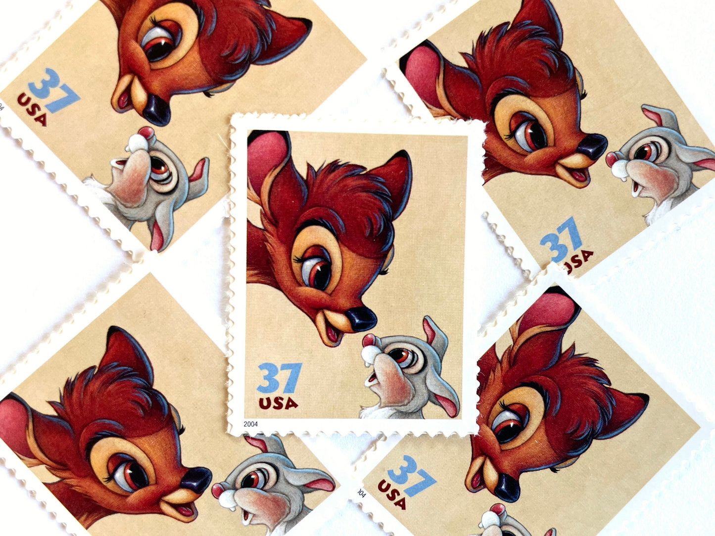 Bambi and Thumper Stamps (Art of Disney Friendship series, Disney Characters) Vintage Unused USPS Postage 37 cents