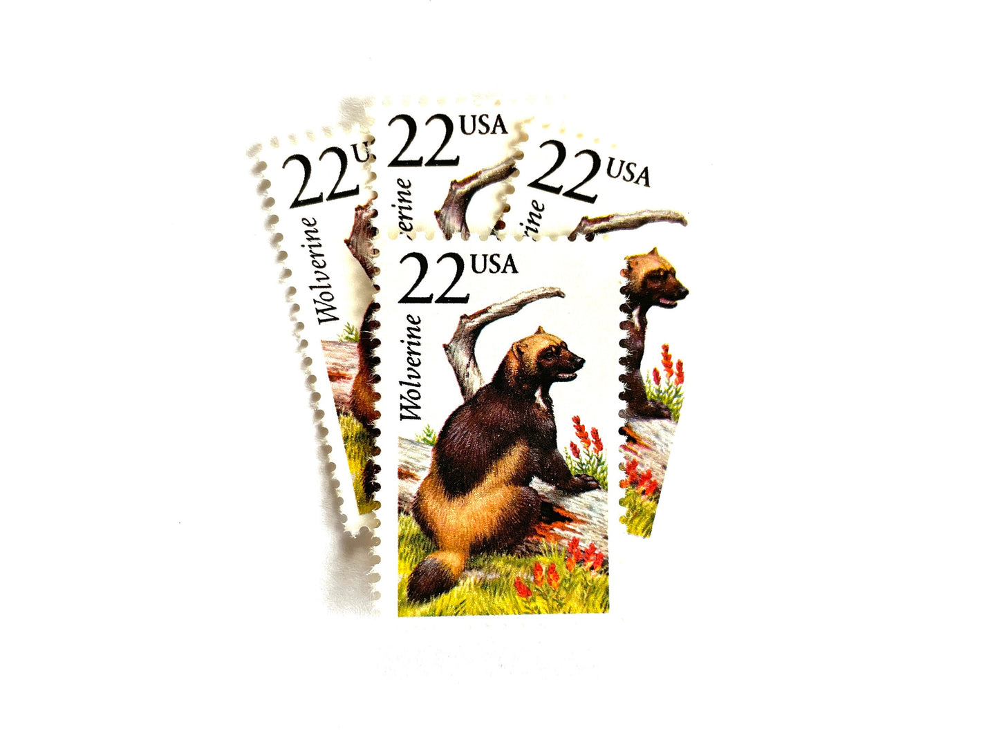 Wolverine Stamps (North American Wildlife Series, Multicolored) Vintage Unused USPS Postage 22c