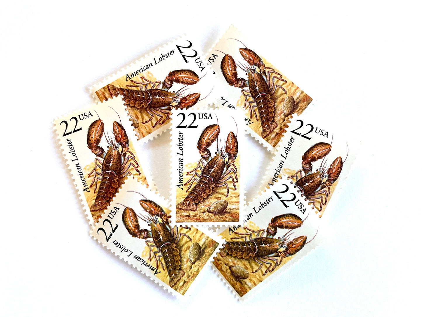 American Lobster Stamps (North American Wildlife Series, Marine Life, Multicolored) Vintage Unused USPS Postage 22c