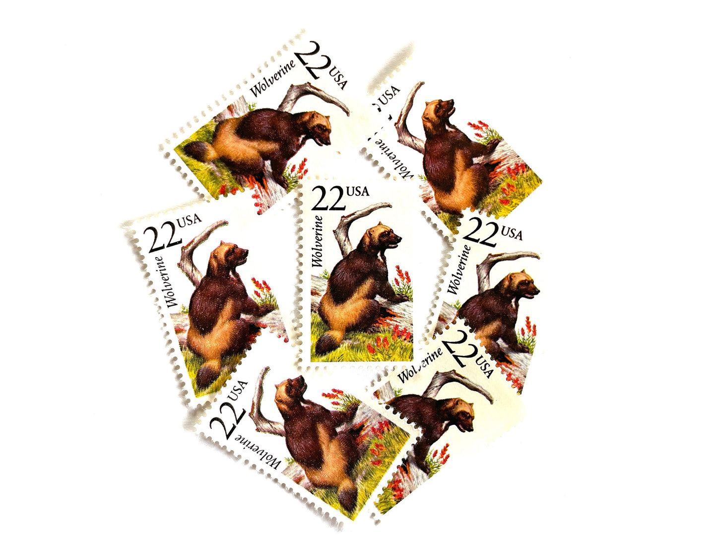 Wolverine Stamps (North American Wildlife Series, Multicolored) Vintage Unused USPS Postage 22c