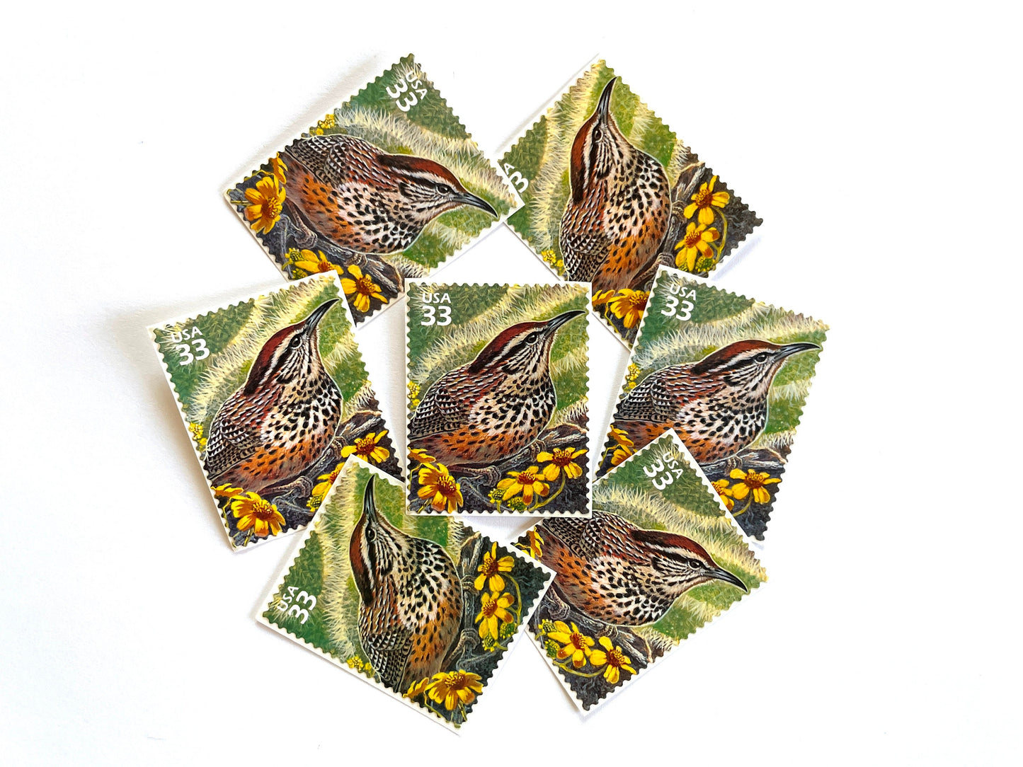 Sonoran Desert Cactus Wren Stamps (Nature of America Series, Birds, Desert) Vintage Unused USPS Postage 33c