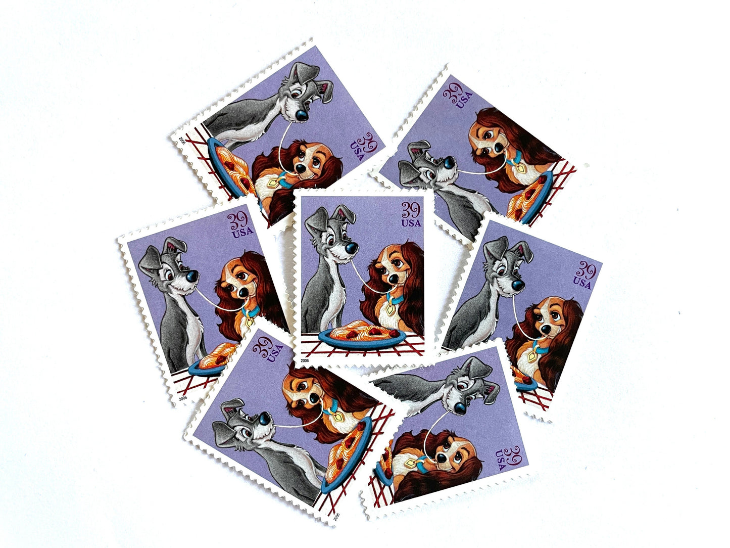 Lady and the Tramp Stamps (Art of Disney Romance Series, Disney Characters) Vintage Unused USPS Postage 39c