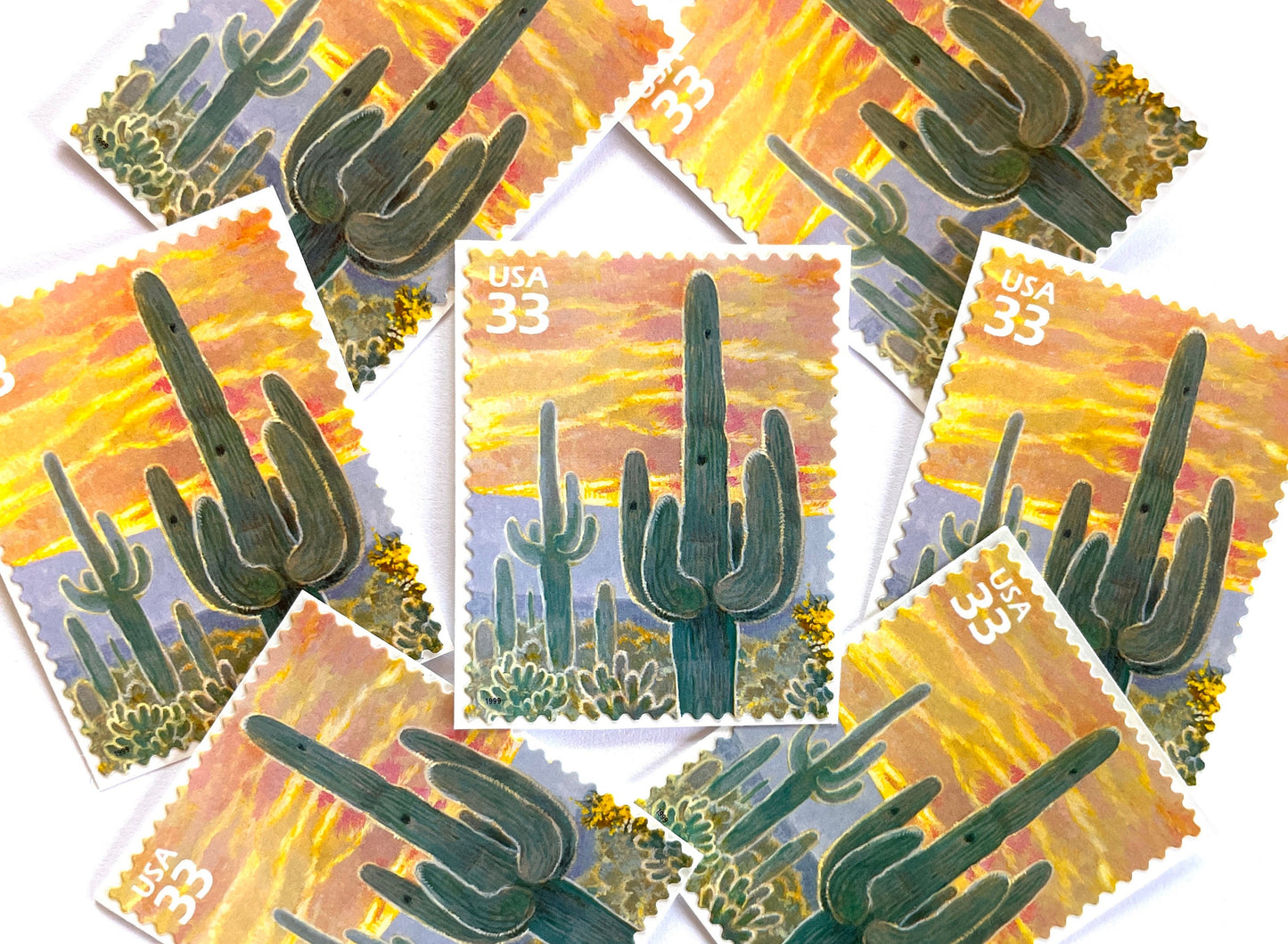 Sonoran Desert Saguaro Cactus Stamps (Nature of America Series, Cactus, Desert) Vintage Unused USPS Postage 33c