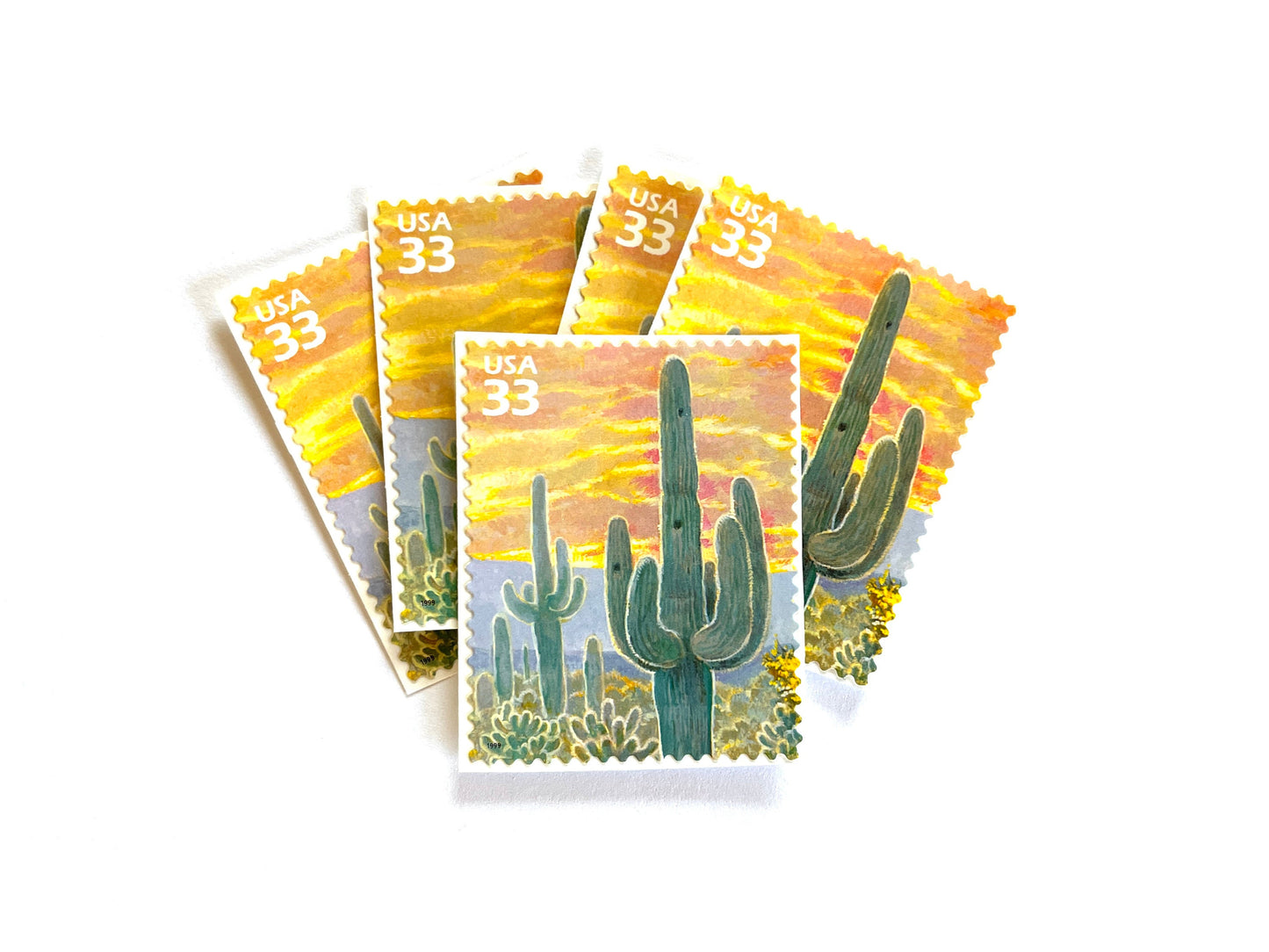 Sonoran Desert Saguaro Cactus Stamps (Nature of America Series, Cactus, Desert) Vintage Unused USPS Postage 33c