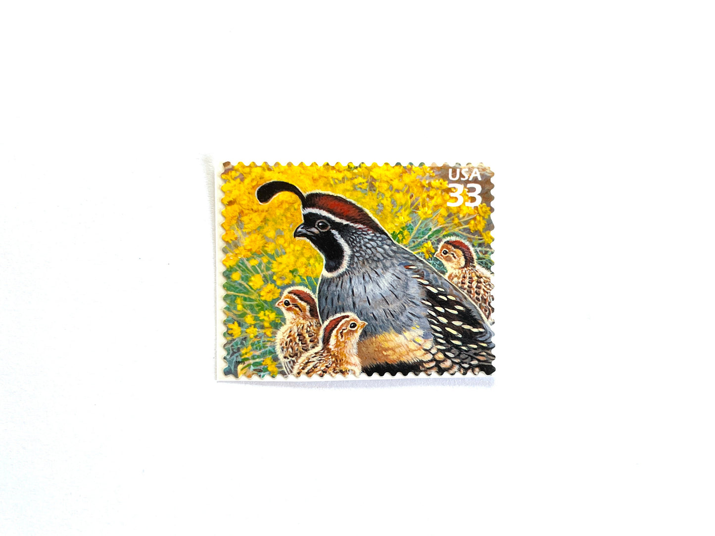 Sonoran Desert Gambel's Quail Stamps (Nature of America Series, Birds, Yellow, Desert) Vintage Unused USPS Postage 33c