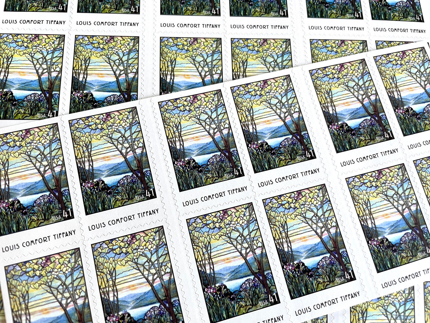2007 Louis Comfort Tiffany USPS Postage Stamp, Face Value 41 cents, Self-Adhesive Postage Stamp, Uncirculated, Unused Mail Stamp, Mint Condition Stamp, Multicolored Postage Stamp, United States Postal Service Stamps, American Treasures Series, Stained Glass, Scott 4165