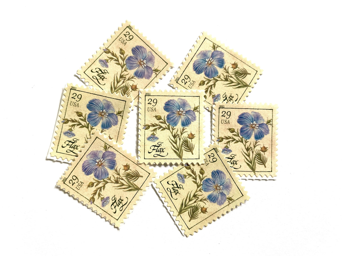 Flax Herb Stamps (Herbs, Culinary, Flowers, Bridal, Blue) Vintage Unused USPS Postage 29c