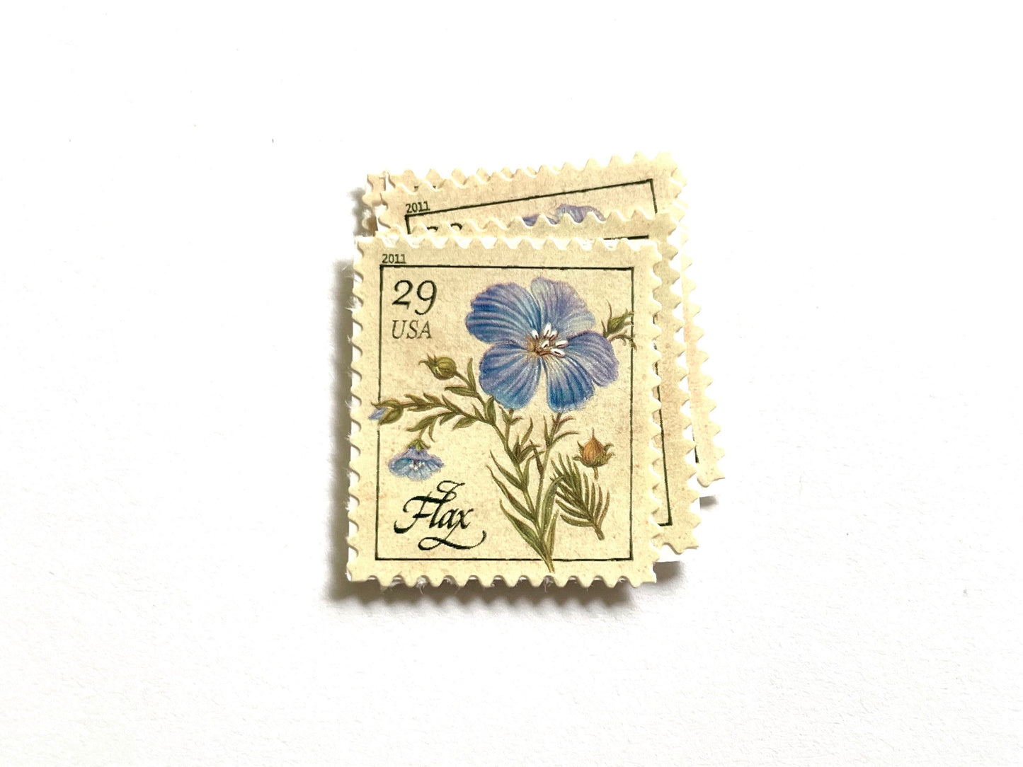 Flax Herb Stamps (Herbs, Culinary, Flowers, Bridal, Blue) Vintage Unused USPS Postage 29c