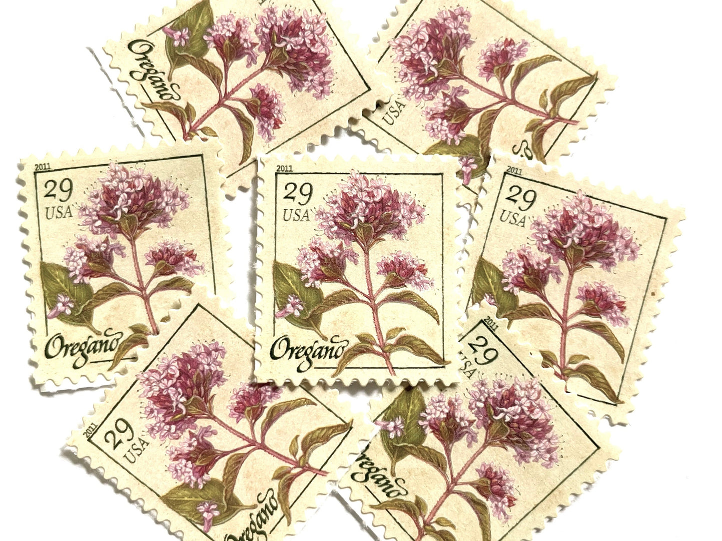 Oregano Herb Stamps (Herbs, Culinary, Flowers, Bridal, Pink) Vintage Unused USPS Postage 29c
