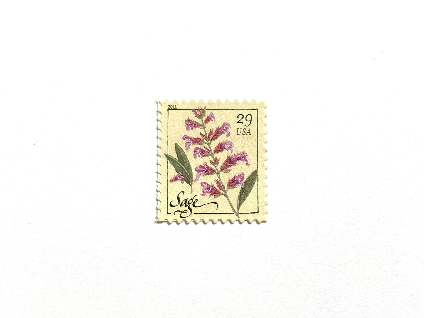 Sage Herb Stamps (Herbs, Culinary, Flowers, Bridal, Pink) Vintage Unused USPS Postage 29c