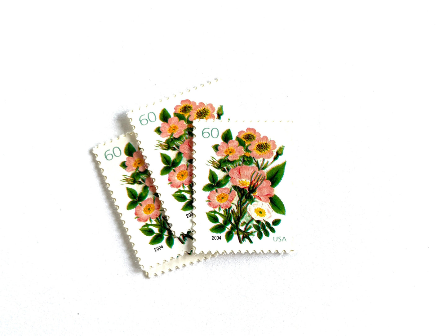 Wedding Series Garden Botanical Stamps (Bridal Bouquet, Coral, Pink) Vintage Unused USPS Postage 60c