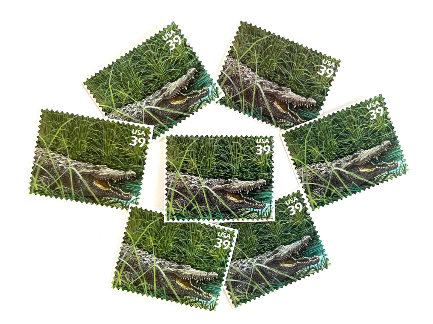 Southern Florida Wetland American Crocodile Stamps (Nature of America Series, Croc, Wetlands, Green) Vintage Unused USPS Postage 39c