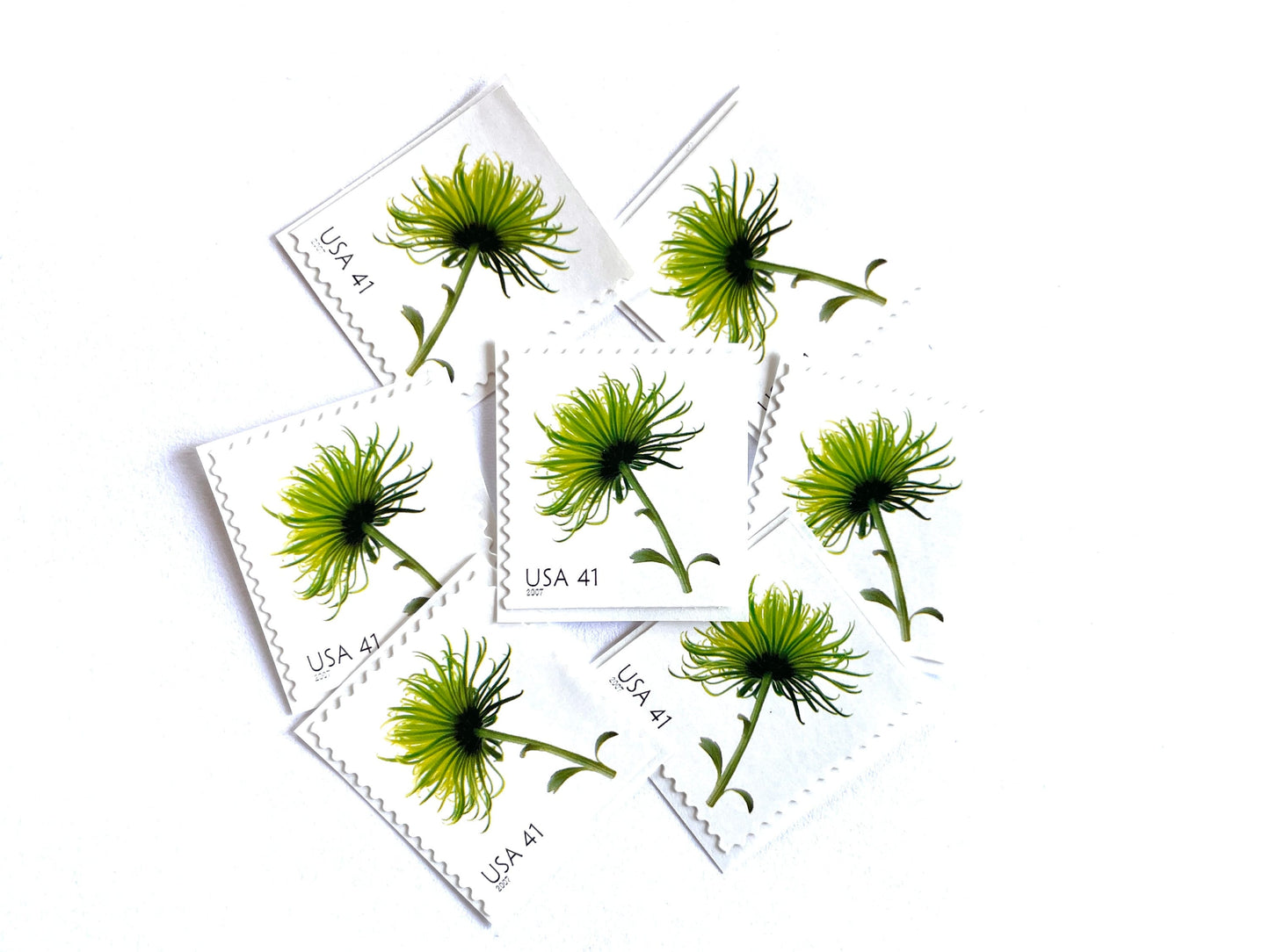 Chrysanthemum Stamps (Beautiful Blooms, Flowers, Bridal, Green) Vintage Unused USPS Postage 41c