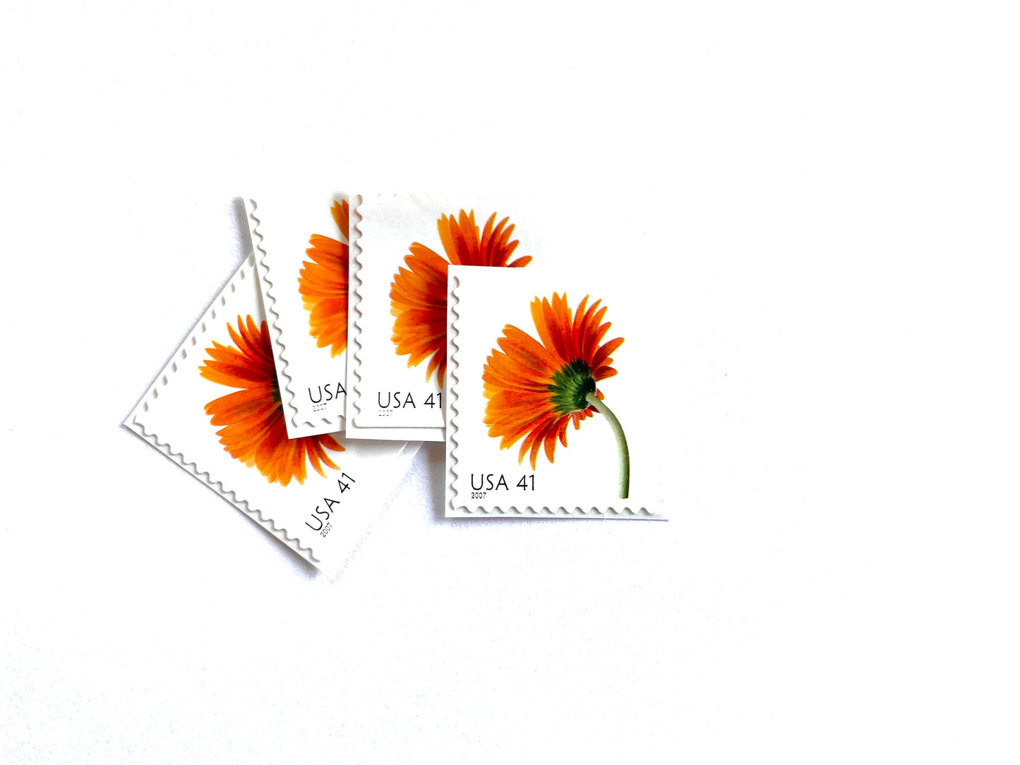 Orange Gerbera Daisy Stamps (Beautiful Blooms Series, Flowers, Bridal, Orange) Vintage Unused USPS Postage 41c