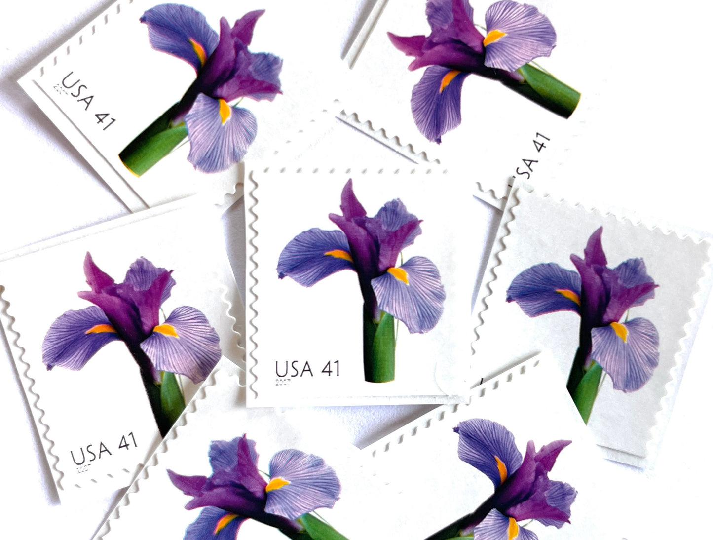Purple Iris Stamps (Beautiful Blooms, Flowers, Bridal, Purple) Vintage Unused USPS Postage 41c