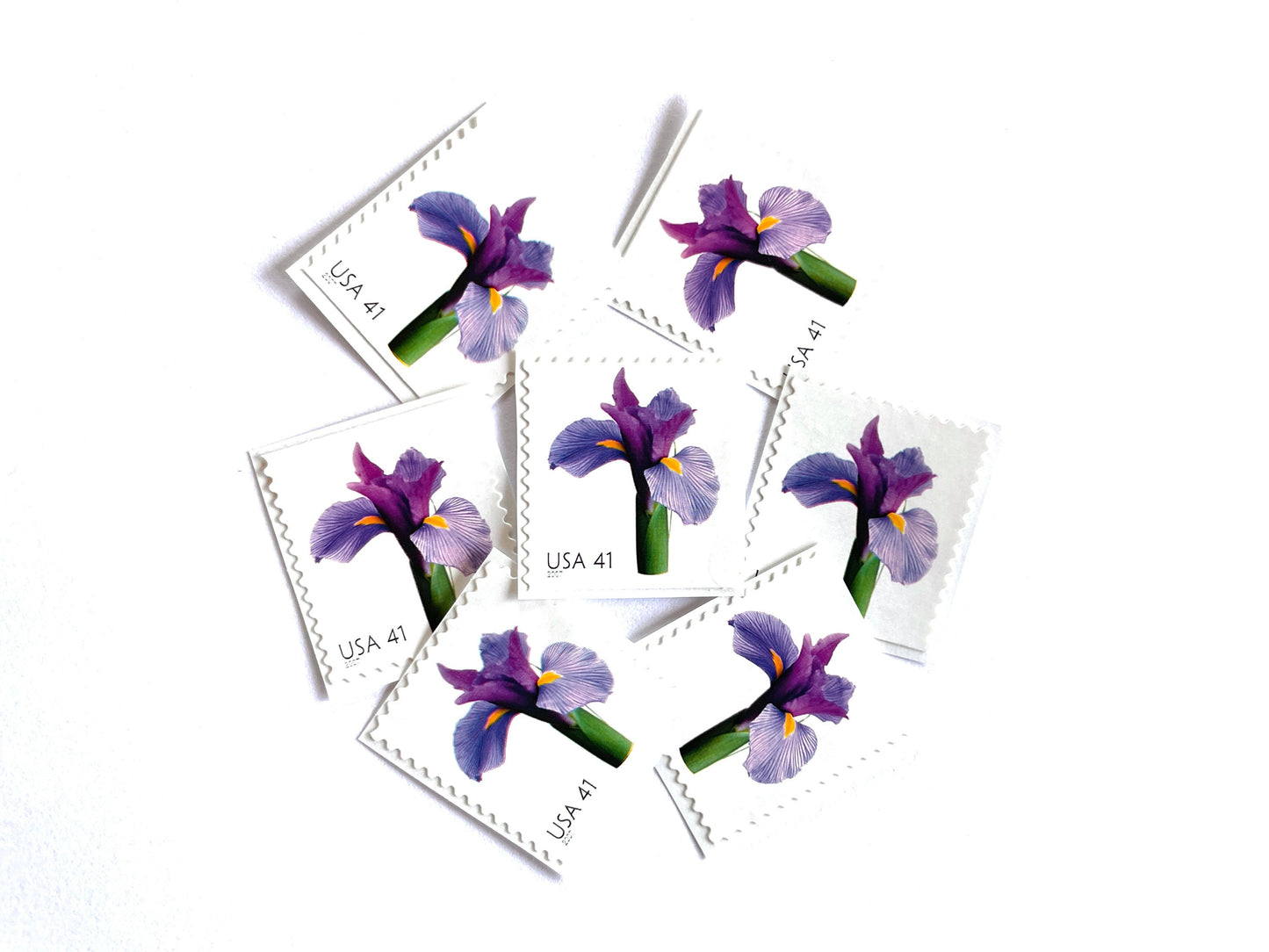 Purple Iris Stamps (Beautiful Blooms, Flowers, Bridal, Purple) Vintage Unused USPS Postage 41c