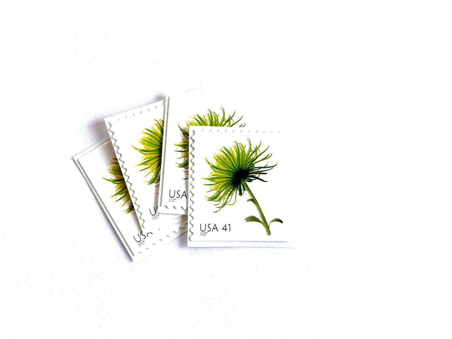 Chrysanthemum Stamps (Beautiful Blooms, Flowers, Bridal, Green) Vintage Unused USPS Postage 41c