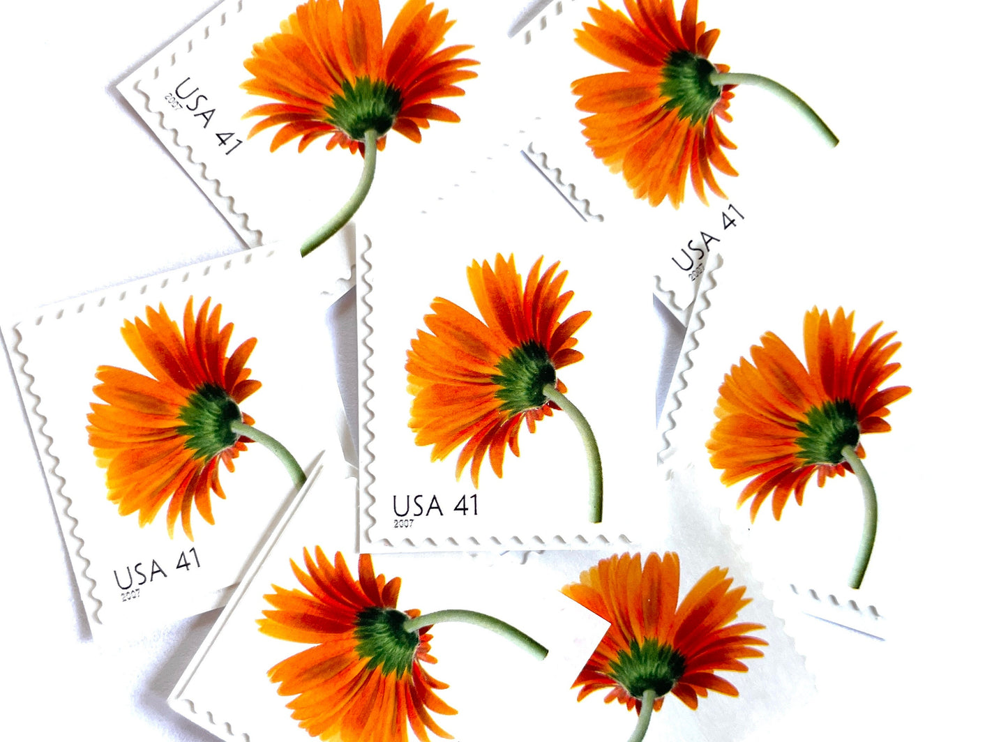 Orange Gerbera Daisy Stamps (Beautiful Blooms Series, Flowers, Bridal, Orange) Vintage Unused USPS Postage 41c