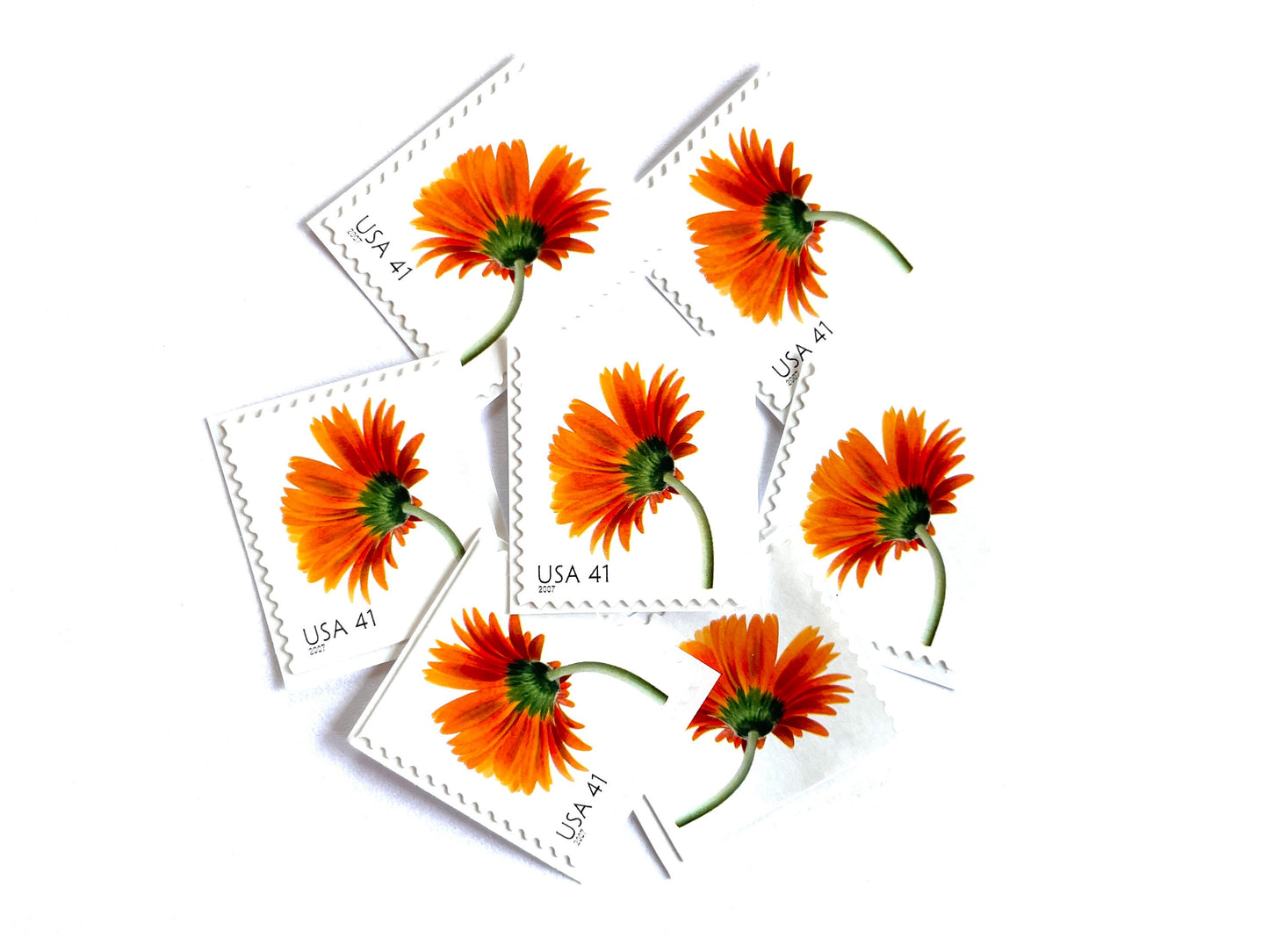 Orange Gerbera Daisy Stamps (Beautiful Blooms Series, Flowers, Bridal, Orange) Vintage Unused USPS Postage 41c