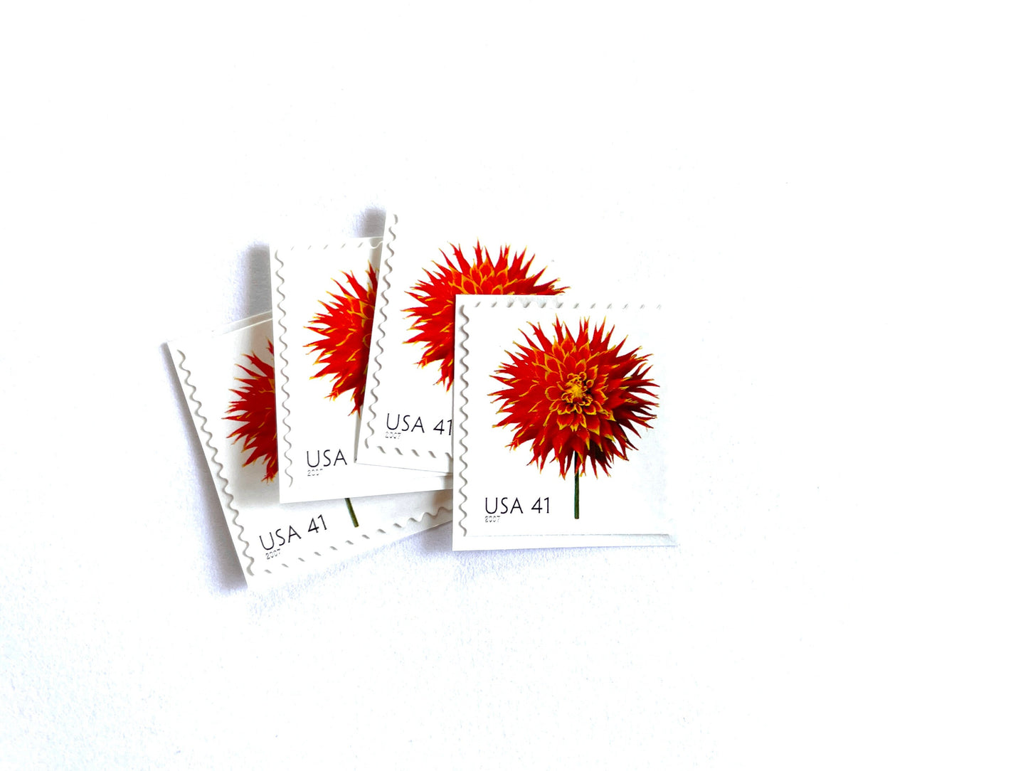 Red Dahlia Stamps (Beautiful Blooms Series, Flowers, Bridal, Red) Vintage Unused USPS Postage 41c