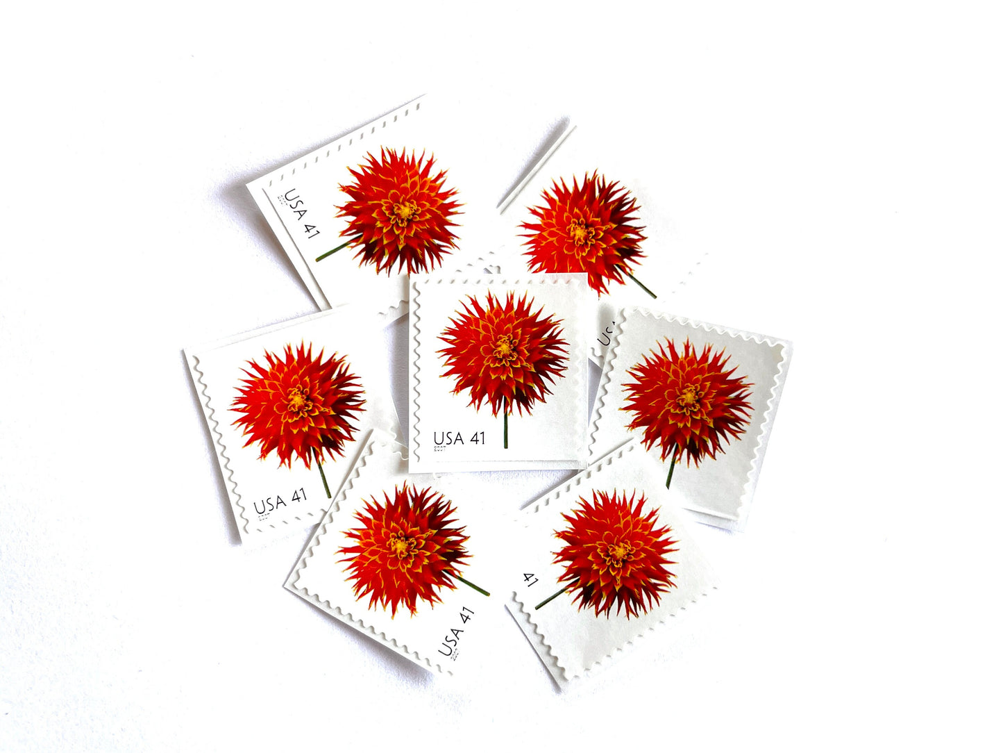 Red Dahlia Stamps (Beautiful Blooms Series, Flowers, Bridal, Red) Vintage Unused USPS Postage 41c