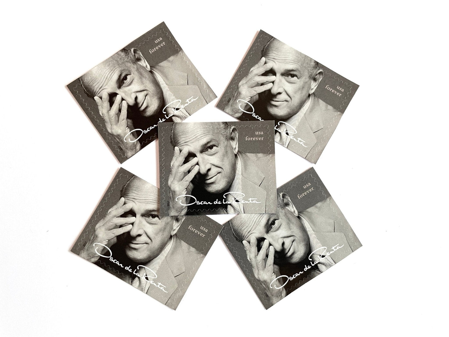 Unused Vintage Oscar de la Renta Black and White Photograph Stamps (ODLR, Fashion Designer Portrait) USPS Postage Forever Stamp - Heritage Post House