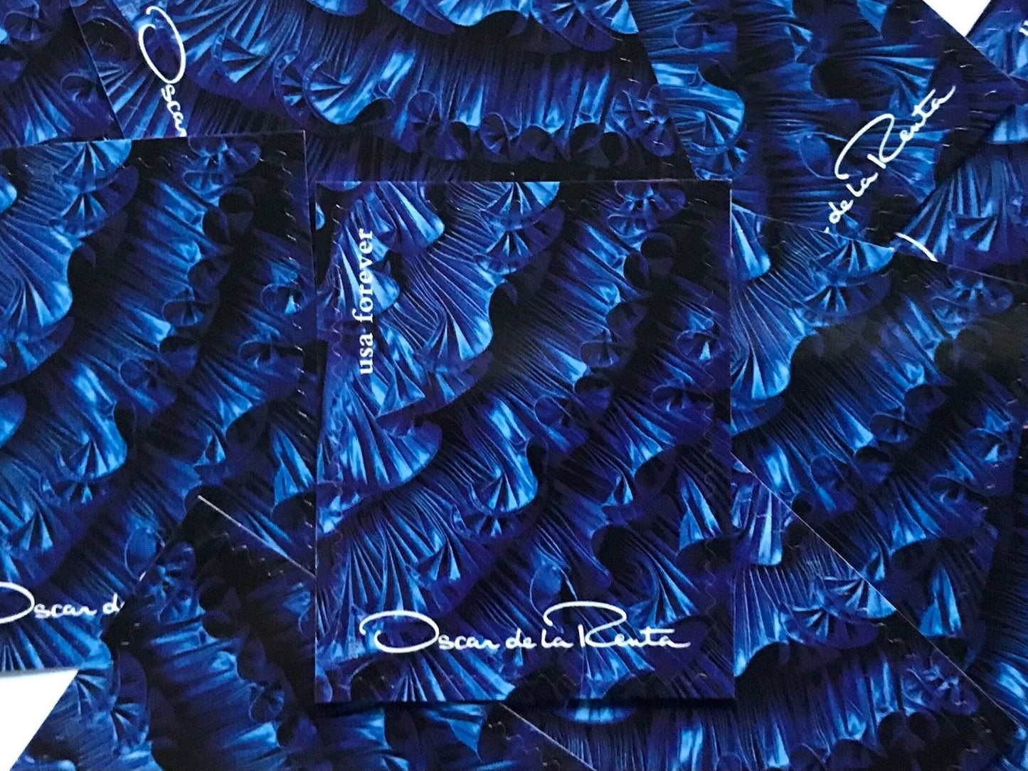 Unused Vintage Oscar de la Renta Blue Dress Ruffles Stamps (ODLR, Fashion Designer) USPS Postage Forever Stamp - Heritage Post House