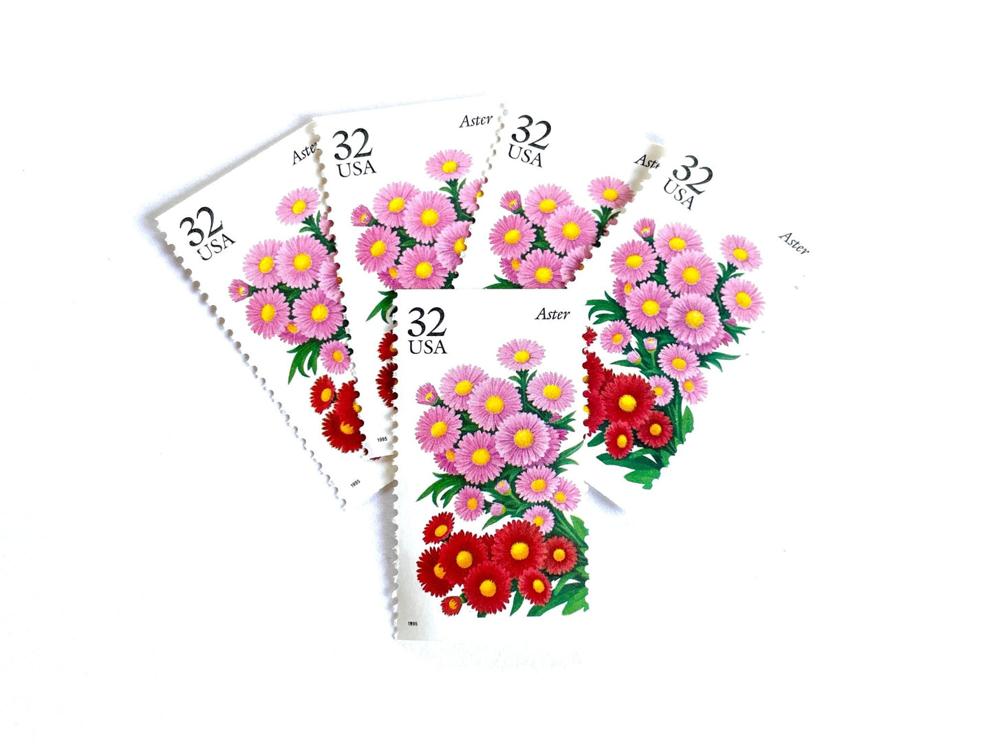 Vintage Unused Aster Flower Stamps (The Seasonal Garden), USPS Postage 32c - Heritage Post House