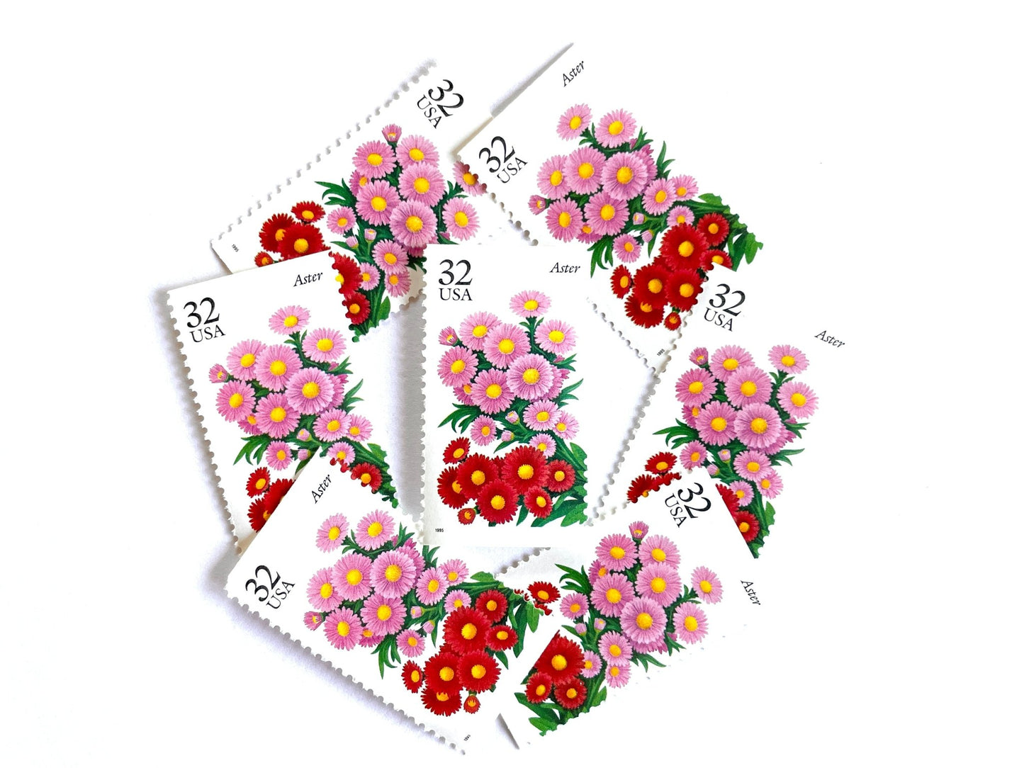Vintage Unused Aster Flower Stamps (The Seasonal Garden), USPS Postage 32c - Heritage Post House