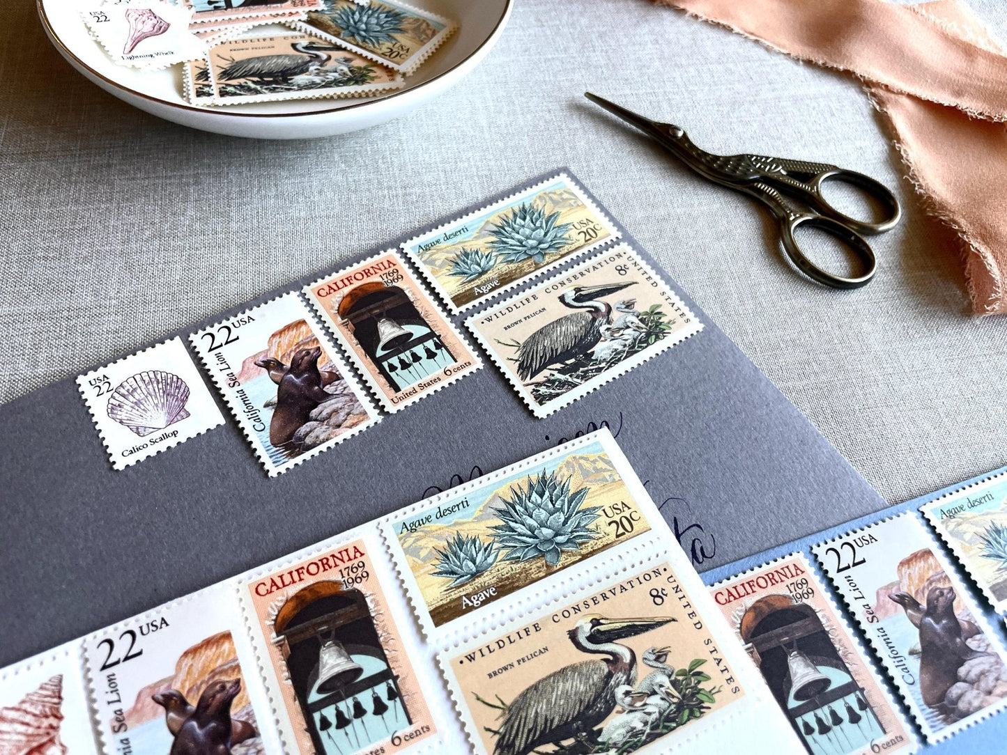 Vintage Unused California Beach to Desert Postage Sets of 5 Stamps (For Letter Weighing 1 - ounce ea., Wedding, Save - the - Date) USPS Postage 78c per set - Heritage Post House