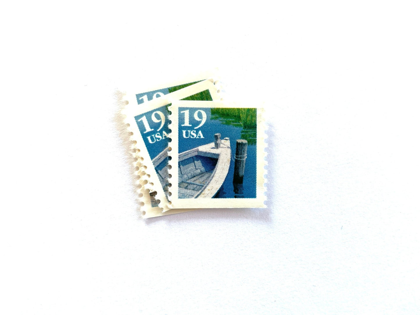 Vintage Unused Fishing Boat Stamps (Nautical, Lake, Mini - Scape) USPS Postage 19c - Heritage Post House