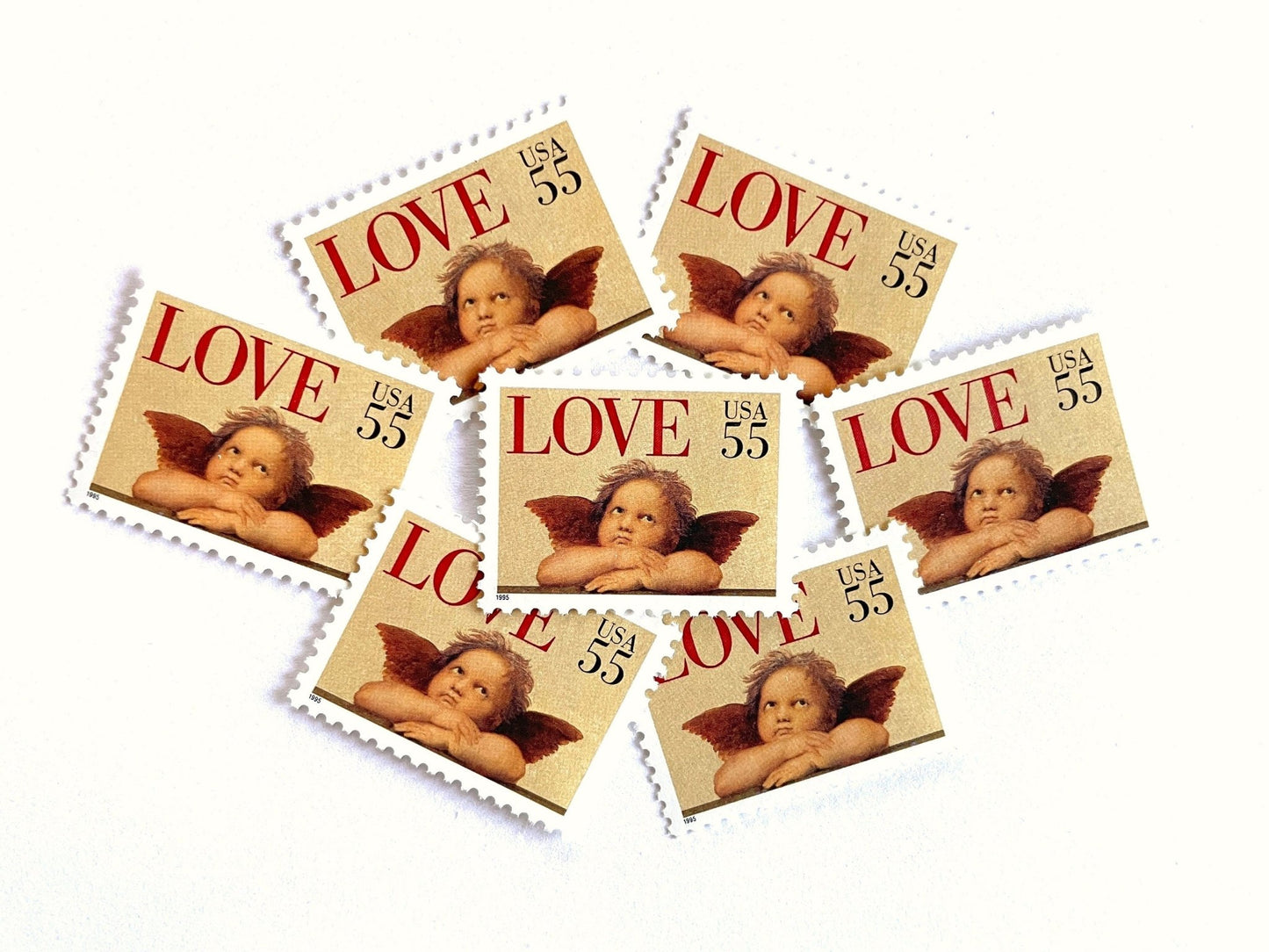Vintage Unused Love Cherub Stamps (Love Series, Cupid, Angel) USPS Postage 55c - Heritage Post House