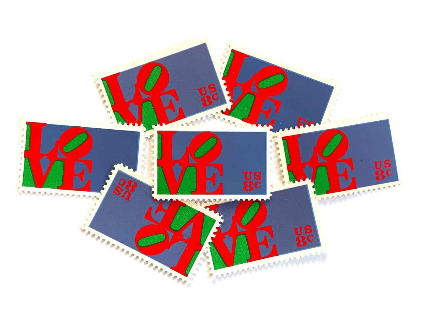 Vintage Unused Red Love Stamps (Love Series, Blue/Red/Green) USPS Postage 8c - Heritage Post House
