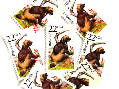 Wolverine Stamps (North American Wildlife Series, Multicolored) Vintage Unused USPS Postage 22c