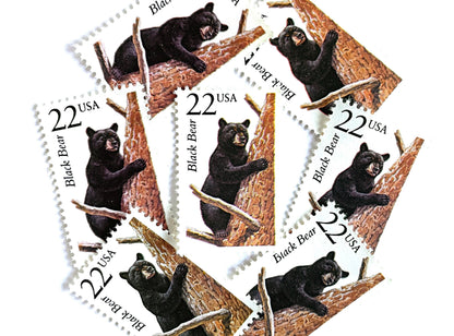 Black Bear Stamps (North American Wildlife Series, Multicolored) Vintage Unused USPS Postage 22c