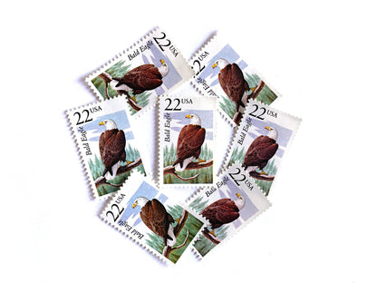 Bald Eagle Stamps (North American Wildlife Series, Bird, Multicolored) Vintage Unused USPS Postage 22c