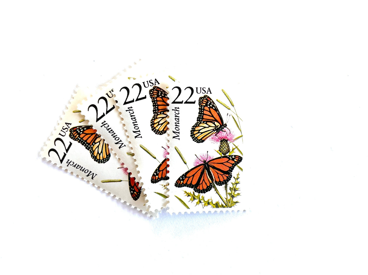 Monarch Butterfly Stamps (North American Wildlife Series, Butterflies, Insects, Orange, Multicolored) Vintage Unused USPS Postage 22c