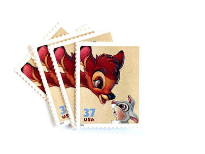 Bambi and Thumper Stamps (Art of Disney Friendship series, Disney Characters) Vintage Unused USPS Postage 37 cents