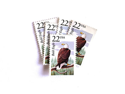 Bald Eagle Stamps (North American Wildlife Series, Bird, Multicolored) Vintage Unused USPS Postage 22c