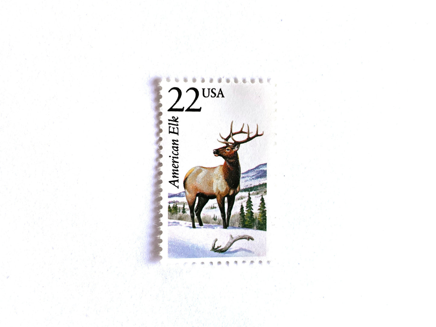 American Elk Stamps (North American Wildlife Series, Deer, Multicolored) Vintage Unused USPS Postage 22c