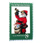Image of 1972 Contemporary Christmas “Santa Claus” 8-cent stamps. Scott #1472. Stamp Themes: 'Twas the Night Before Christmas, Sack of Toys, Horn, Saint Nicholas, St. Nick, Patron Saint of Children, Holidays. Green postage stamp.